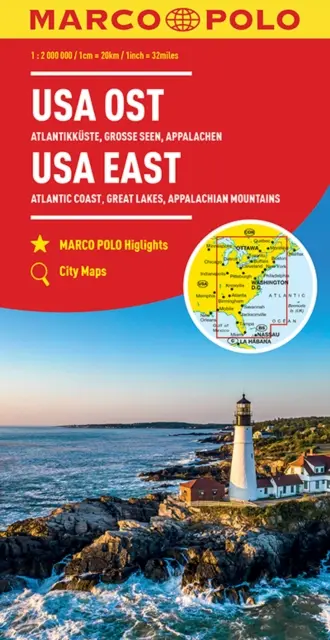 EE.UU. Este Mapa Marco Polo - Costa Atlántica, Grandes Lagos y Montes Apalaches - USA East Marco Polo Map - Atlantic Coast, Great Lakes and Appalachian Mountains