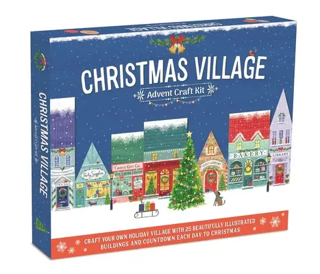 Kit de manualidades de Adviento de la Aldea de Navidad: Con 25 edificios bellamente ilustrados, montaje diario en 10-15 minutos - Christmas Village Advent Craft Kit: With 25 Beautifully Illustrated Buildings, 10-15 Minute Daily Assembly