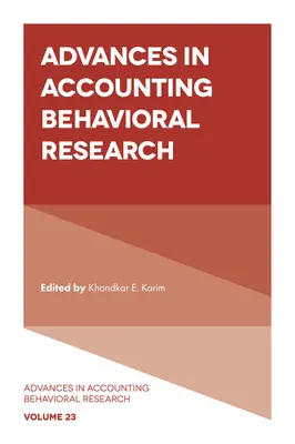 Avances en la investigación del comportamiento contable - Advances in Accounting Behavioral Research