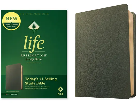 NLT Biblia de Estudio de Aplicación de la Vida, Tercera Edición (Piel auténtica, Verde oliva, Letra roja) - NLT Life Application Study Bible, Third Edition (Genuine Leather, Olive Green, Red Letter)