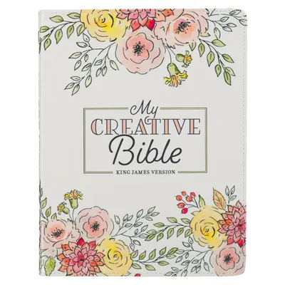 Santa Biblia KJV, Mi Biblia Creativa, Tapa flexible imitación cuero - Marcador de cinta, Versión Reina Valera, Blanco Floral - KJV Holy Bible, My Creative Bible, Faux Leather Flexible Cover - Ribbon Marker, King James Version, White Floral