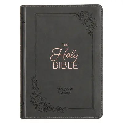 Santa Biblia KJV, Edición compacta de letras rojas en piel sintética de gran tamaño - Marcador de cinta, Versión Reina Valera, Gris - KJV Holy Bible, Compact Large Print Faux Leather Red Letter Edition - Ribbon Marker, King James Version, Gray