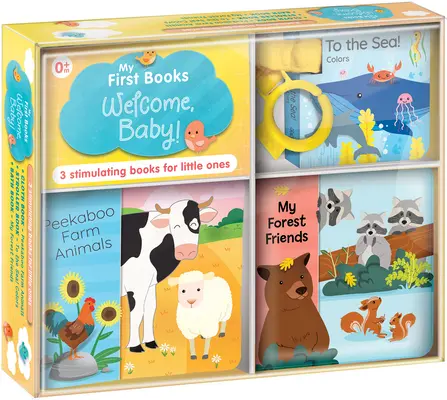 Mis primeros libros: ¡Bienvenido, Bebé! Tres libros estimulantes en una caja: Libro para el Baño, Libro de Ropa, Libro para el Cochecito - My First Books: Welcome, Baby!: Three Stimulating Books in One Box: Bath Book, Cloth Book, Stroller Book