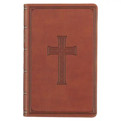 Santa Biblia RVR, Edición de letras rojas en imitación de piel, tamaño estándar y letra gigante - Marcador de cinta, Versión Reina Valera, Marrón - KJV Holy Bible, Giant Print Standard Size Faux Leather Red Letter Edition - Ribbon Marker, King James Version, Brown