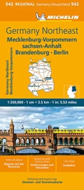 Alemania Noreste Mapa 542: Mecklemburgo-Pomerania Occidental, Sajonia-Anhalt, Brandemburgo, Berlín - Germany Northeast Map 542: Mecklenburg-Vorpommern, Sachsen-Anhalt, Brandenburg, Berlin