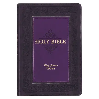 Biblia de Estudio KJV, Biblia Sagrada Versión King James en letra grande, Etiquetas para el pulgar, Cintas, Piel sintética púrpura en dos tonos grabada en relieve - KJV Study Bible, Large Print King James Version Holy Bible, Thumb Tabs, Ribbons, Faux Leather Purple Two-Tone Debossed