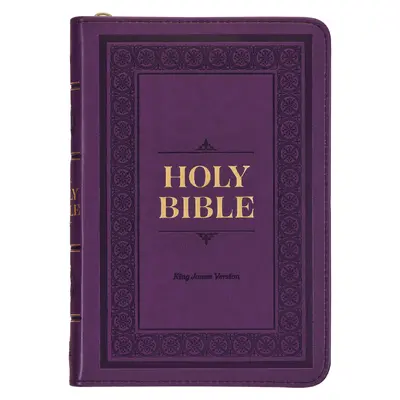 Biblia Sagrada KJV, Edición compacta en imitación de cuero con letras rojas - Marcador de cinta, Versión Reina Valera, Morado, Cierre de cremallera - KJV Holy Bible, Compact Faux Leather Red Letter Edition - Ribbon Marker, King James Version, Purple, Zipper Closure