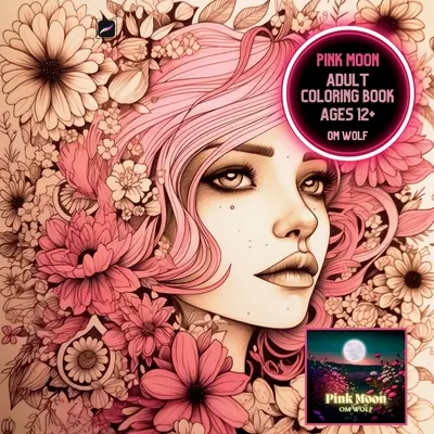 Luna Rosa Libro para colorear - Pink Moon Adult Coloring Book