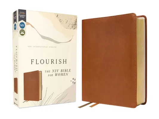 Florezca: La Biblia NVI para mujeres, Tapa dura, Marrón, Impresión confort - Flourish: The NIV Bible for Women, Leathersoft, Brown, Comfort Print