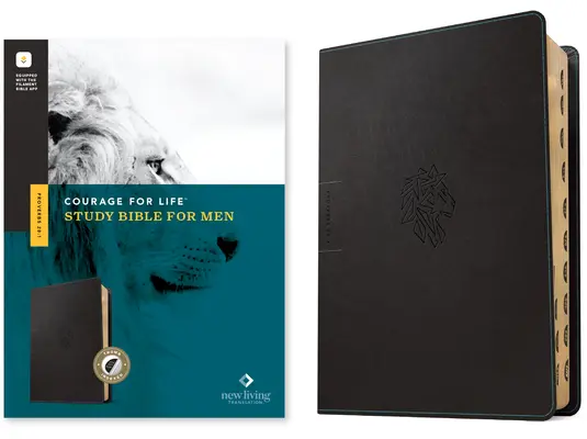 NLT Courage for Life Study Bible for Men (Símil Piel, León Onyx, Indexada, Filamento Activado) - NLT Courage for Life Study Bible for Men (Leatherlike, Onyx Lion, Indexed, Filament Enabled)