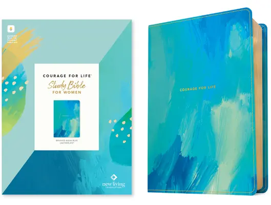 NLT Courage for Life Biblia de estudio para mujeres (símil piel, azul aguamarina pulido, filamento activado) - NLT Courage for Life Study Bible for Women (Leatherlike, Brushed Aqua Blue, Filament Enabled)