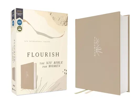 Florezca: La Biblia NVI para mujeres, Tela sobre tabla, Crema, Impresión confort - Flourish: The NIV Bible for Women, Cloth Over Board, Cream, Comfort Print