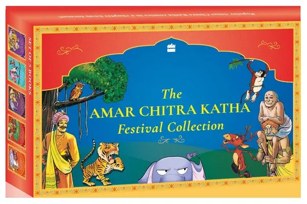 Amar Chitra Katha Festival Collection - Caja de hojalata con 5 libros - Amar Chitra Katha Festival Collection - Tin box containing 5 books