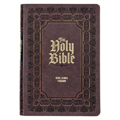 Biblia de estudio KJV, Versión Reina Valera en letra grande, Etiquetas para el pulgar, Cintas, Piel sintética marrón oscuro grabada en relieve - KJV Study Bible, Large Print King James Version Holy Bible, Thumb Tabs, Ribbons, Faux Leather Dark Brown Debossed