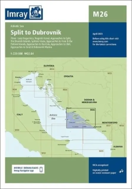 Imray Chart M26 - Split to Dubrovnik