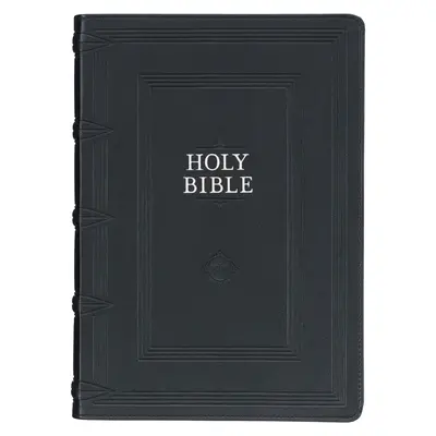 Biblia de estudio KJV, Versión estándar del Rey Jaime, Etiquetas para el pulgar, Cintas, Piel sintética, Grabado en relieve negro - KJV Study Bible, Standard King James Version Holy Bible, Thumb Tabs, Ribbons, Faux Leather, Black Debossed