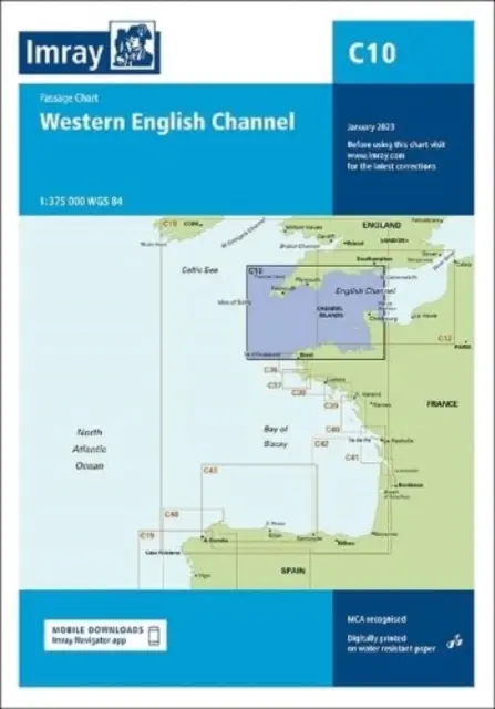 Imray Chart C10 - Carta de Pasaje del Canal de la Mancha Occidental - Imray Chart C10 - Western English Channel Passage Chart