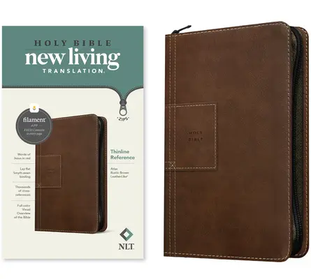 NLT Biblia de consulta con cremallera, Edición con filamento (símil piel, Atlas marrón rústico) - NLT Thinline Reference Zipper Bible, Filament Enabled Edition (Leatherlike, Atlas Rustic Brown)