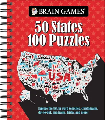 Juegos de ingenio - 50 Estados 100 Puzzles: Explora EE.UU. con sopas de letras, criptogramas, rompecabezas, anagramas, trivialidades y mucho más. - Brain Games - 50 States 100 Puzzles: Explore the USA in Word Searches, Cryptograms, Dot-To-Dots, Anagrams, Trivia, and More!