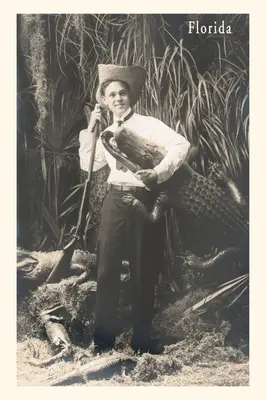 Diario Vintage Foto de hombre con caimán, Florida - Vintage Journal Photo of Man with Gator, Florida