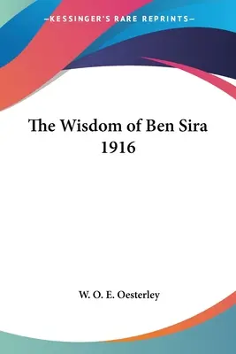 La sabiduría de Ben Sira 1916 - The Wisdom of Ben Sira 1916