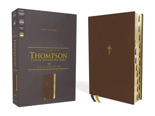 Nasb, Biblia de consulta encadenada Thompson, Leathersoft, Marrón, 1995 Texto, Letra roja, Indice del pulgar, Impresión confort - Nasb, Thompson Chain-Reference Bible, Leathersoft, Brown, 1995 Text, Red Letter, Thumb Indexed, Comfort Print