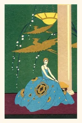 Diario de época Mujer en bata con pájaros de fantasía - Vintage Journal Woman in Gown with Fantasy Birds