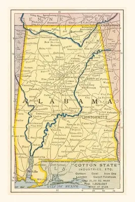 Vintage Journal Mapa de Alabama - Vintage Journal Map of Alabama