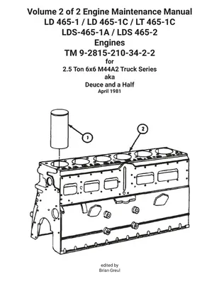 Volumen 2 de 2 Manual de Mantenimiento de Motores LD 465-1 / LD 465-1C / LT 465-1C Motores LDS-465-1A / LDS 465-2 TM 9-2815-210-34-2-2 - Volume 2 of 2 Engine Maintenance Manual LD 465-1 / LD 465-1C / LT 465-1C LDS-465-1A / LDS 465-2 Engines TM 9-2815-210-34-2-2