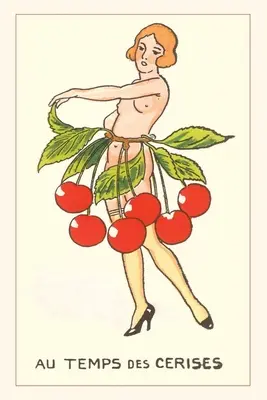 Diario Vintage Cherry Season, desnuda con cinturón de cerezas - Vintage Journal Cherry Season, Nude with Belt of Cherries