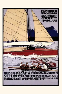 Diario Vintage Cartel de la regata de remo de Munich, Alemania - Vintage Journal Munich Rowing Regatta Poster, Germany