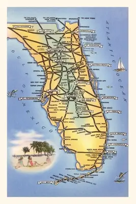 Diario Vintage Mapa de Florida - Vintage Journal Map of Florida