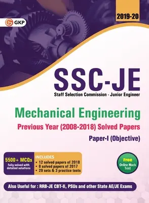 SSC JE Ingeniería Mecánica para Ingenieros Junior Anteriores Resueltos Papeles (2008-18), 2018-19 para el Papel I - SSC JE Mechanical Engineering for Junior Engineers Previous Year Solved Papers (2008-18), 2018-19 for Paper I