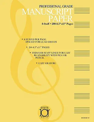 House of Joy Music Deluxe Papel Manuscrito Profesional de 8 Pentagramas - House of Joy Music Deluxe Professional 8-Staff Manuscript Paper