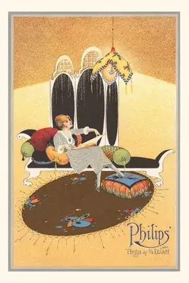 Diario Vintage Woman on Chaise Admiring Lamp - Vintage Journal Woman on Chaise Admiring Lamp