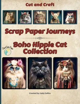 Scrap Paper Journeys - Colección Boho Hippie Cat Recortable y Artesanal - Scrap Paper Journeys - Boho Hippie Cat Collection Cut and Craft