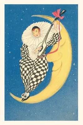 Diario Vintage Pierrot tocando la mandolina en la luna - Vintage Journal Pierrot Playing Mandolin on Moon