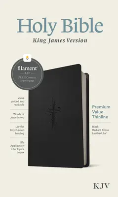 Biblia KJV Premium Value Thinline, Edición Filament Enabled (Letra roja, símil piel, cruz negra radiante) - KJV Premium Value Thinline Bible, Filament Enabled Edition (Red Letter, Leatherlike, Black Radiant Cross)