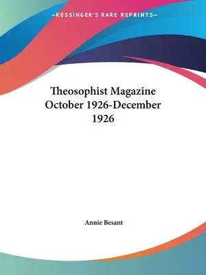 Revista Theosophist Octubre 1926-Diciembre 1926 - Theosophist Magazine October 1926-December 1926