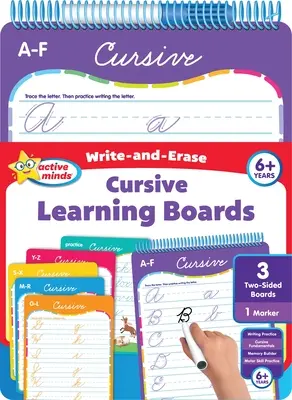 Active Minds Tableros de Aprendizaje de Escritura y Escritura Cursiva - Active Minds Write-And-Erase Cursive Learning Boards