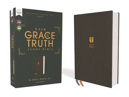 Nasb, Biblia de estudio Gracia y Verdad, tela sobre cartoné, gris, letra roja, texto 1995, letra confort - Nasb, the Grace and Truth Study Bible, Cloth Over Board, Gray, Red Letter, 1995 Text, Comfort Print