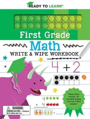 Listo para aprender: Cuaderno de trabajo de matemáticas de primer grado para escribir y borrar con Popper - Ready to Learn: First Grade Math Write & Wipe Workbook with Popper