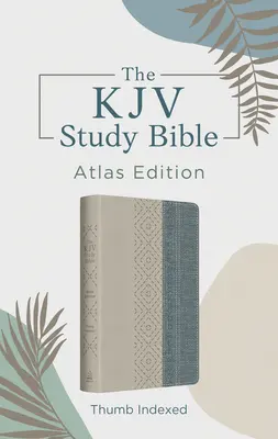 Biblia de estudio RVR: Atlas Edition, Thumb Indexed [Taupe & Denim Crosshatch] (en inglés) - The KJV Study Bible: Atlas Edition, Thumb Indexed [Taupe & Denim Crosshatch]