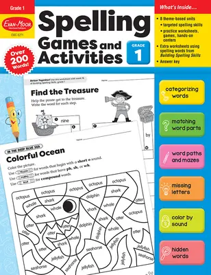 Juegos y actividades de ortografía, Grado 1 Recurso para el profesor - Spelling Games and Activities, Grade 1 Teacher Resource