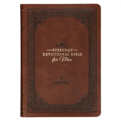 NLT Santa Biblia Biblia de devoción diaria para hombres Nueva Traducción Viviente, Piel vegana, Grabado en relieve marrón - NLT Holy Bible Everyday Devotional Bible for Men New Living Translation, Vegan Leather, Brown Debossed