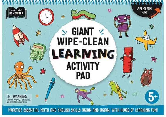 Paquete gigante de actividades de aprendizaje: Practica habilidades esenciales de matemáticas e inglés, ¡con horas de diversión de aprendizaje! 5+ - Giant Wipe-Clean Learning Activity Pack: Practice Essential Math and English Skills, with Hours of Learning Fun! 5+